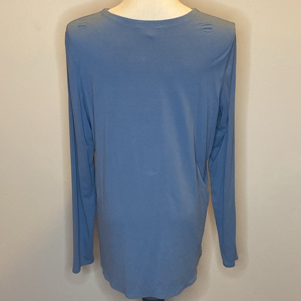 Eileen Fisher Light Blue Viscose-Blend Long-Sleeve Top (sz XL) - Picture 4 of 5